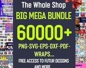 Mega Bundle Tumbler Wrap Sublimation, All Current & Future Designs, Google Drive Access, 20oz Tumbler, Can Glass PNG Design Digital Download