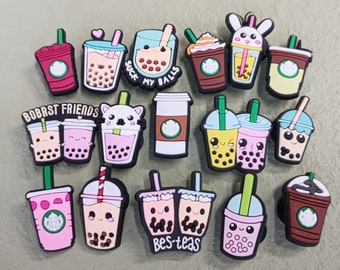 Funny Milk Tea Shoes Charms, Drinks Coffee Shoes Charms, Tapioca Tea Charms, Sandals With Holes Charms, Gift For Girls Shoes Charms