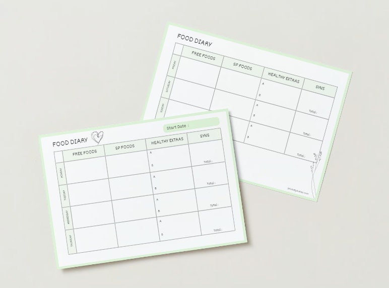 Slimming World Food Diary Printable Food Diary Slimming - Etsy UK