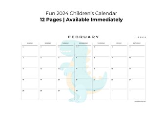 2024 Printable Children's Calendar | Kids Calendar | Fun Kids Calendar | Printable Calendar | Kids Printable calendar