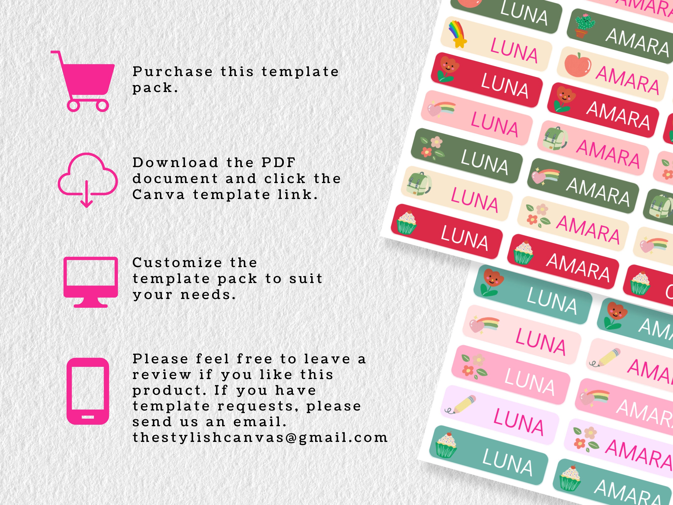 Printable School Supply Name Labels | Name Tags for School | Back to ...