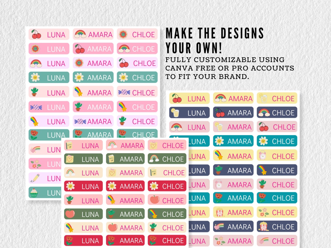 Printable School Supply Name Labels Name Tags for School Back to School ...