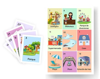 Loteria con Lugares en Español | Learning Spanish | Spanish Bingo | learning to read in Spanish | Printable