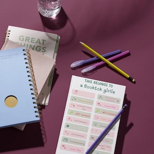 Printable book annotation sticky tabs for reading journal, pastel aesthetic bookish stationery for readers and BookTok fans