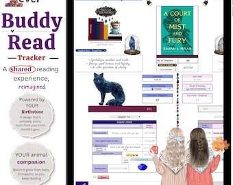 Buddy read-tracker, geboortesteen-leestracker voor buddy read, cadeau voor lezers en hun boekenliefhebber, vriend Unieke boekentracker