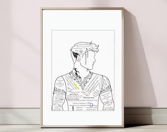 Fantasy Book-Boyfriends Silhouette Poster | Romantic Quote Art Print for Book Nooks, Romantasy Wall Decor, Famous Bookish Men Quotes gift