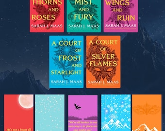 Color Coded and Themed Bookmarks | Bundle of 5 | Inspired by each Book in the Beloved Romantasy Series by Sarah J Maas | Booktok favourite