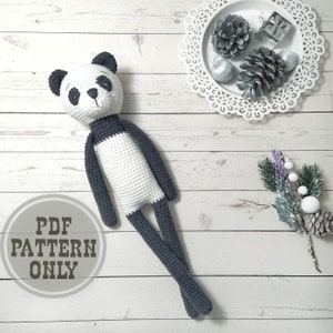 Amigurumi PATTERN Panda crochet animals for scandinavian nursery and boy nursery decor - Panda gifts crochet bear montessori baby toys