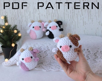 Animal de pelúcia amigurumi de crochê de vaca pequena morango - Padrão de pelúcia fácil de vaca Highland pdf