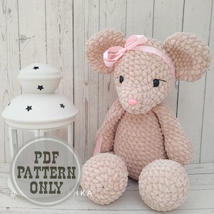 Plüsch MUSTER Maus Spielzeug Stofftier für große Schwester Geschenk oder Baby Mädchen Kinderzimmer. Amigurumi Anleitung Häkelanleitungen für 1.Geburtstag Mädchen Junge