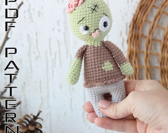 Amigurumi PATTERN Halloween Zombie for dia de los muertos and halloween decor - Primitive halloween ornaments crochet pattern