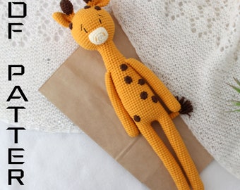 Amigurumi PATTERN plush Giraffe toy for safari nursery decor and new baby gift Stuffed animal baby giraffe crochet pattern jungle nursery