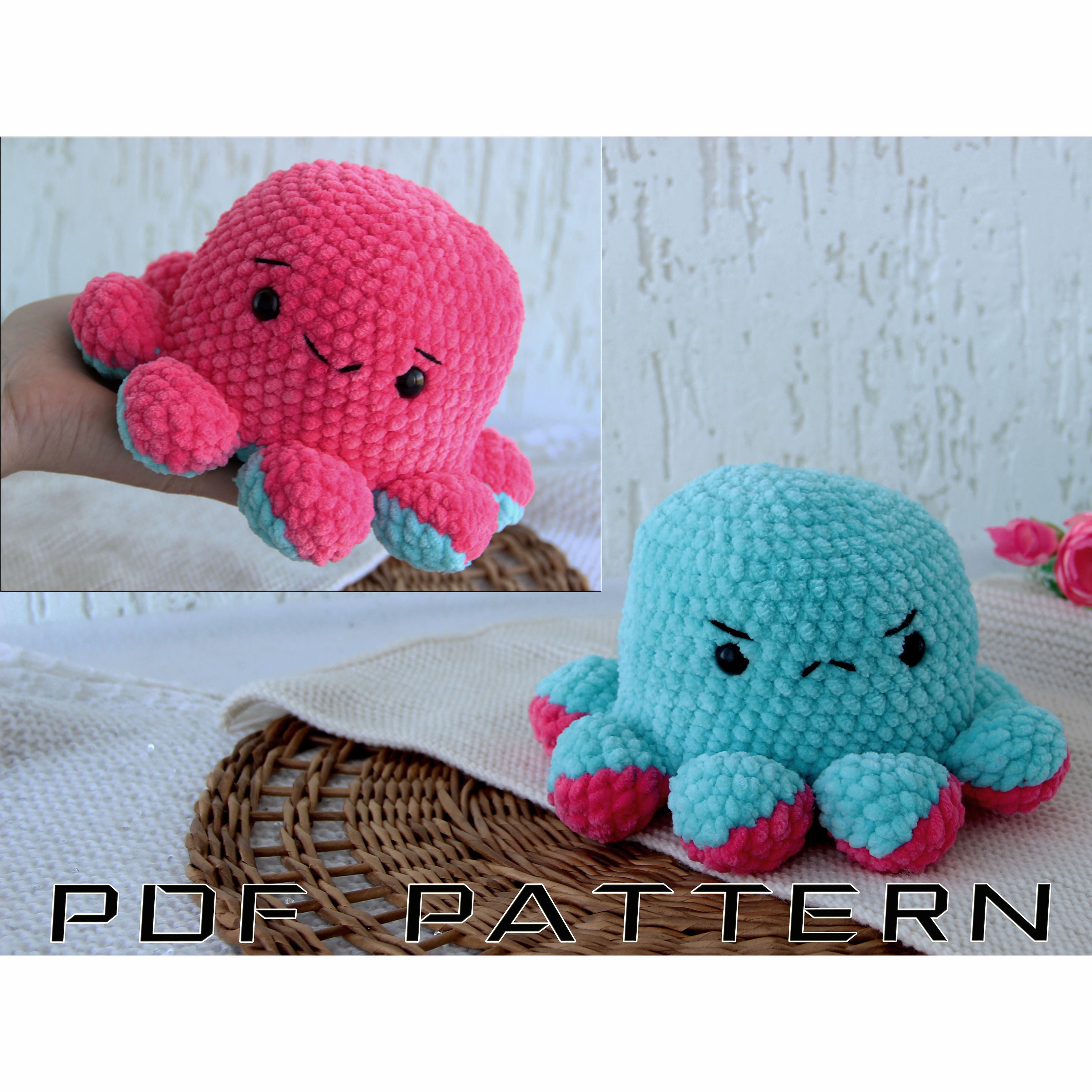 10 Reversible Flippable Crochet Amigurumi Patterns EBOOK PDF Beginner Easy  Simple Basic Yarn Book Bundle How to Reverse Flip Octopus 