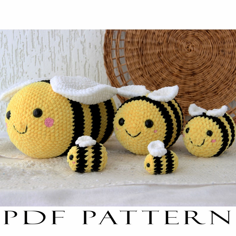 Crochet bee decor amigurumi Pattern Bumble bee image 1