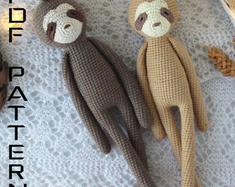 Sloth crochet PATTERN amigurumi tutorial toy - stuffed zoo animals