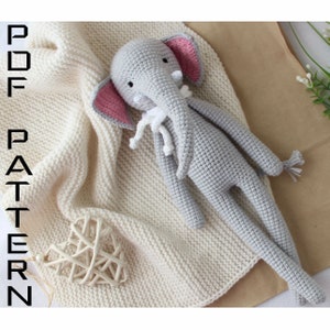 Häkelanleitung Amigurumi Elefant Baby Spielzeug für Safari Baby Shower und Safari Kinderzimmer Dekor