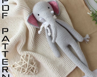Crochet PATTERN amigurumi Elephant baby toy for safari baby shower and safari nursery decor