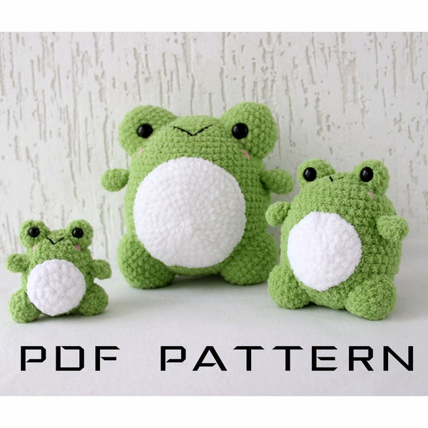 Frog plush amigurumi PATTERN plushie keychain crochet pillow - Cute animals frog and toad