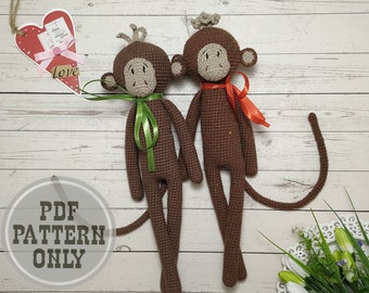 Monkey PATTERN amigurumi stuffed animal for safari nursery decor and jungle nursery. Amigurumi pattern monkey toy for christmas gift