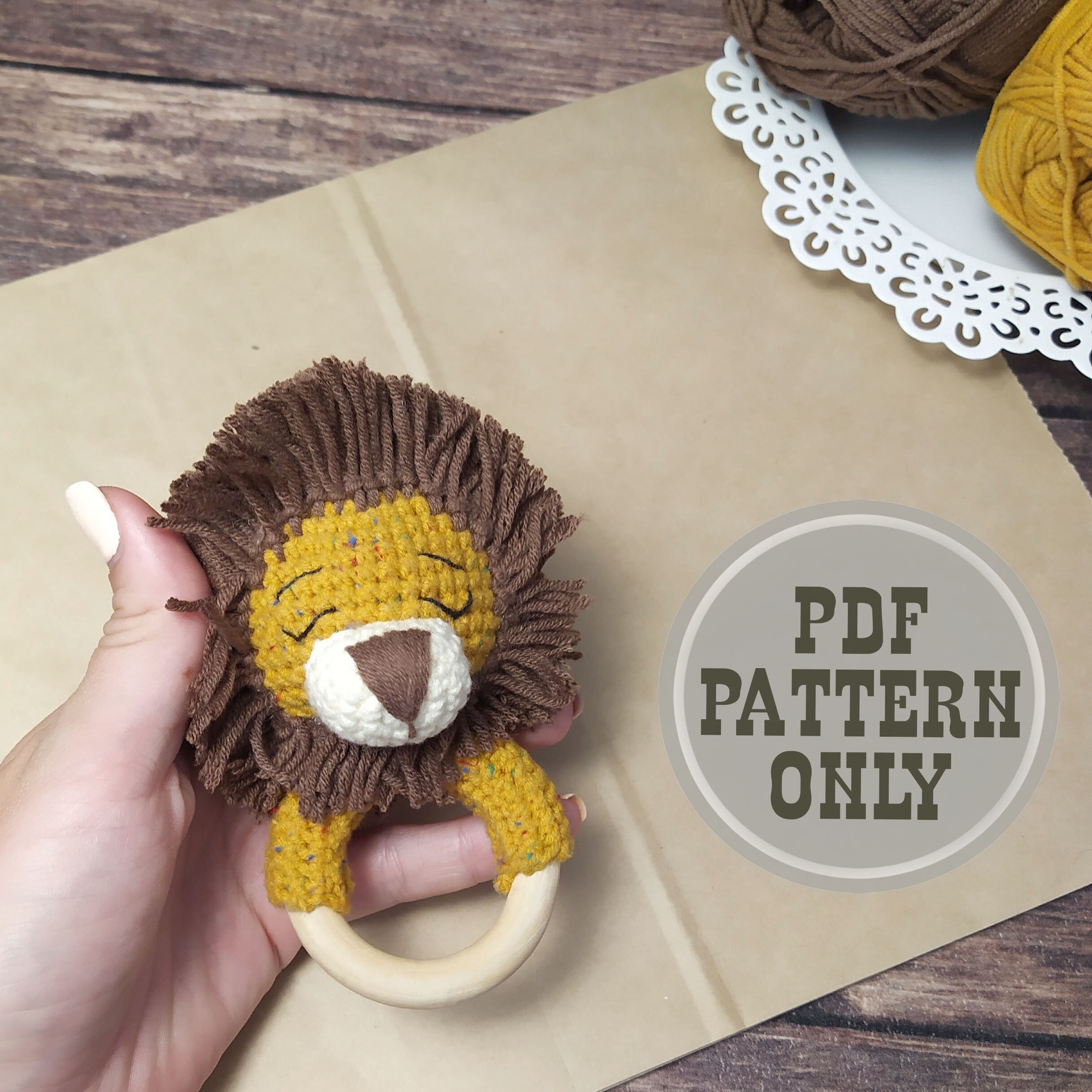 Baby Rattle Crochet LION King PATTERN Crochet Teether - Amigurumi ...