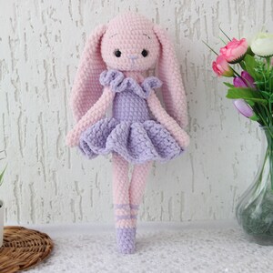 Crochet PATTERN stuffed bunny toys for baby girl nursery. Ballerina doll Easter bunny for bunny nursery. Crochet doll stuffed animal easter image 7