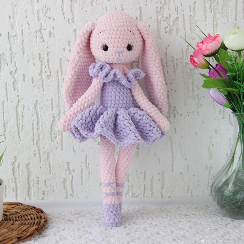 Crochet PATTERN stuffed bunny toys for baby girl nursery. Ballerina doll Easter bunny for bunny nursery. Crochet doll stuffed animal easter image 7