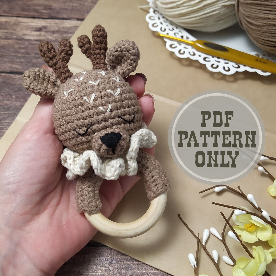 Baby Rattle Crochet Deer Reindeer PATTERN Crochet Teether - Amigurumi ...