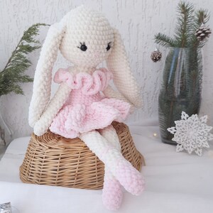 Crochet PATTERN stuffed bunny toys for baby girl nursery. Ballerina doll Easter bunny for bunny nursery. Crochet doll stuffed animal easter image 10