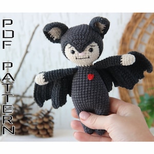 Crochet PATTERN bat plush diy halloween decor ornaments toy - Amigurumi doll digital stuffed animal