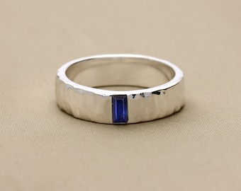 Bague saphir bleu, bague en argent sterling 925, alliance pour homme, bague de promesse, bague saphir pour homme