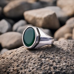 Natural Green Onyx Ring, 925 Sterling Silver Ring, Green Onyx Mens Ring, Promise Ring, Birthday Gift For Him