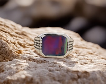 Natural Opal Ring, 925 Sterling Silver Ring, Men's Opal Ring, Birthday Gift For Him, Men Statement Ring