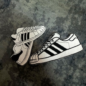 Two Superstar Sneakers Embroidery Design Patch Set,Sneaker Embroidery,Street-Style Shoe Embroidery Pattern,Superstar shoes Embroidery