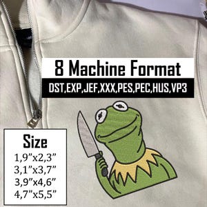 Kermit the Frog Embroidery Pattern,Muppets Embroidery,Dark Humor Embroidery Pattern,Meme Embroidery-Patch,Sesame Street Embroidery Patch