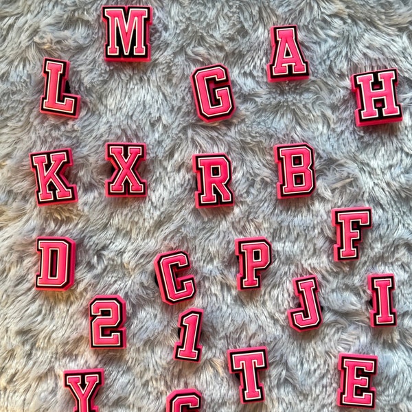 Jibbitz Croc Charms Letters and Numbers Pink