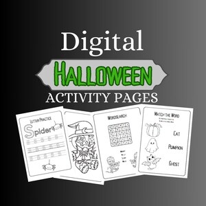 Digital Halloween Colouring and Activity Pages for children and toddlers