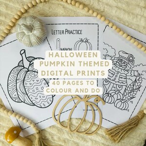 Halloween pumpkin themed colouring and activity pages for children and toddlers, great halloween gift, colouring fun for children and kids