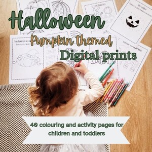 Halloween pumpkin themed colouring and activity pages for children and toddlers