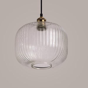 Kitchen lighting, Reeded Glass Pendant Light, Dining table lighting, Flush Ceiling Light, Cylinder Pendant Ligh,Luxury Modern Pendant Light