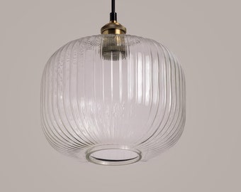 Kitchen lighting, Reeded Glass Pendant Light, Dining table lighting, Flush Ceiling Light, Cylinder Pendant Ligh,Luxury Modern Pendant Light