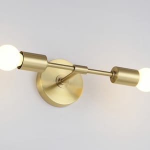 Modern Brass 2-Light Vanity Light - Mid-Century Industrial Wall Sconce