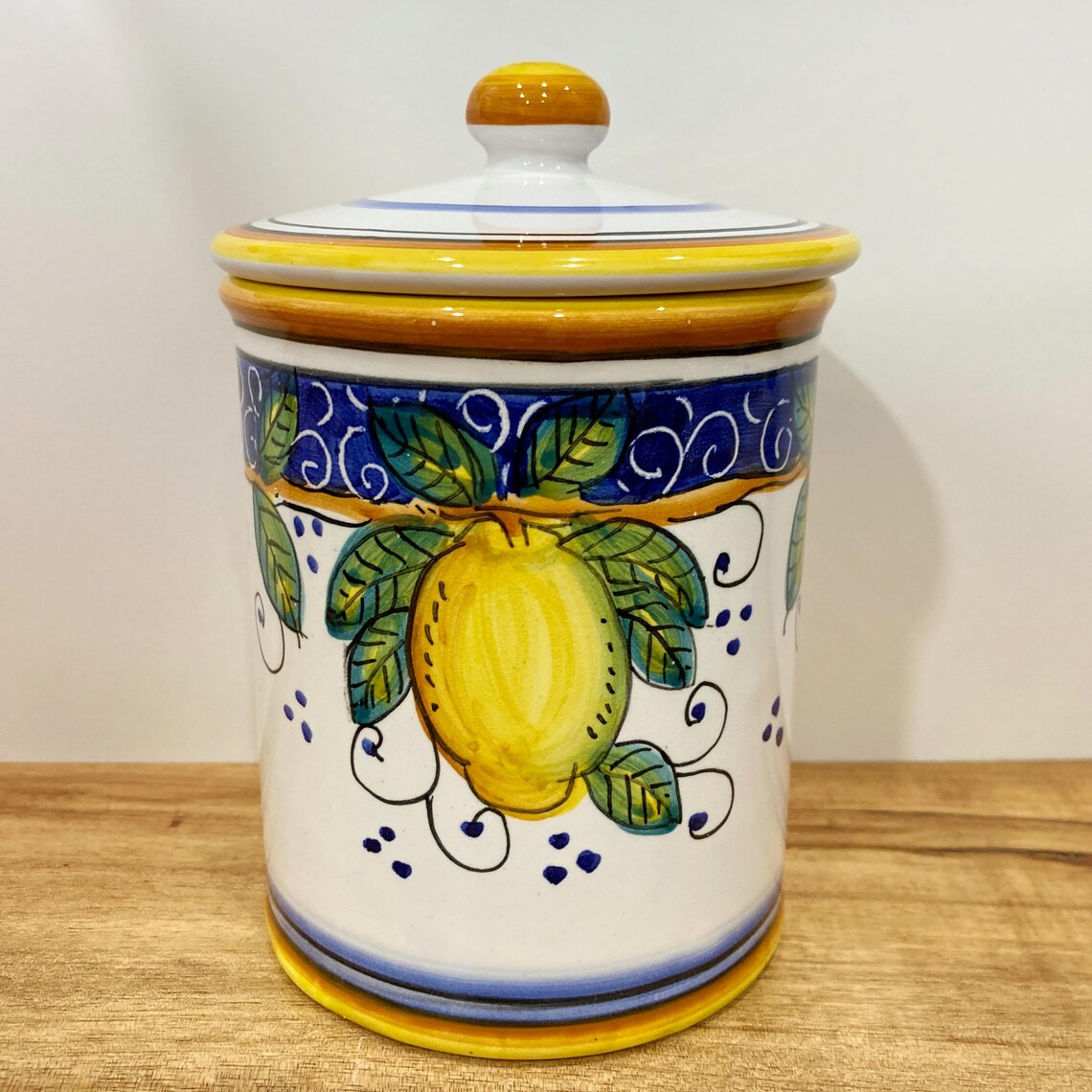 Lemons Majolica Italian Ceramic Pottery Multi Use Storage Jar Canister ...
