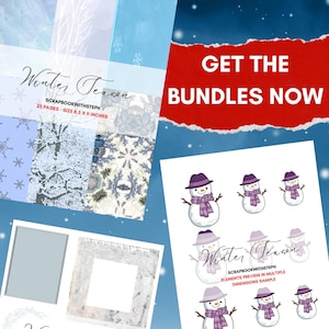Winter Bundle Offer:Complete Snowy Collection,Junk journal,Junk journal kit, Scrapbooking kit,Digital download,8.5x11,Pdf format