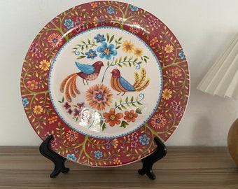 Bohemian Ceramic Plate Kitchen Supplies,Bird and flower Pattern,Salad Plate 10.8'',Ceramic Plate Kitchen decor,Bird Pattern Salad Plate,gift