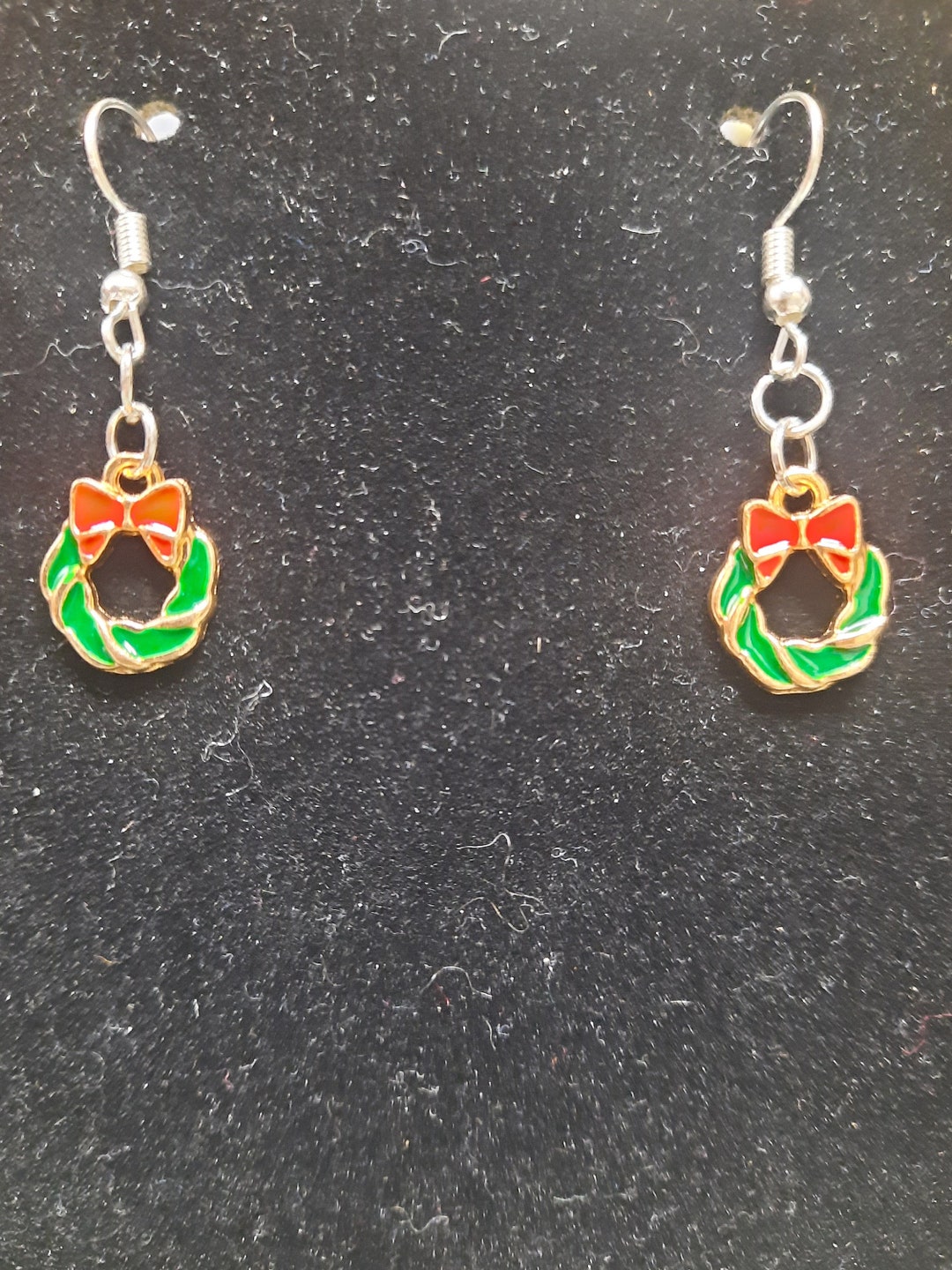 Christmas Wreath Earrings Etsy
