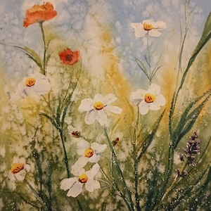 Fiori selvatici. Acquerello originale dipinto a mano (non è una stampa)