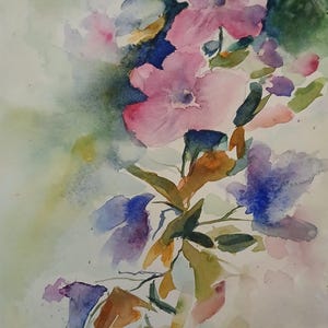 Fiori. Acquerello dipinto a mano (non è una stampa)