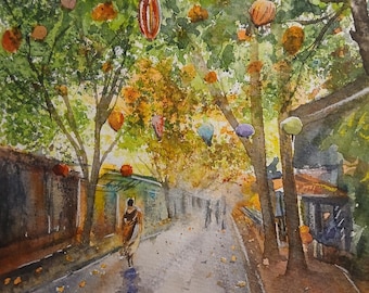 Hoi An (Vietnam). Original hand painted watercolor (not a print)