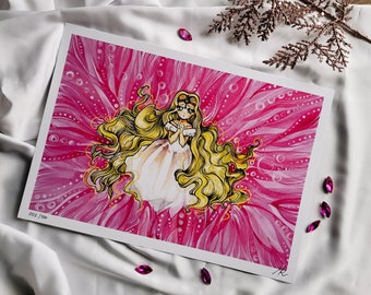 Limited Edition "Magic Knight Rayearth - Princess Emeraude" print | mixed media artwork | watercolor painting | wall art | house decor