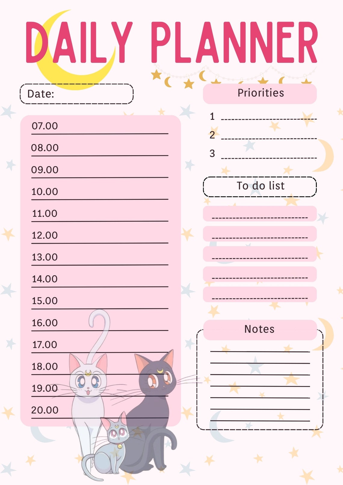 Sailor Moon Planner Printable | Daily Planner PDF | Weekly Planner PDF ...